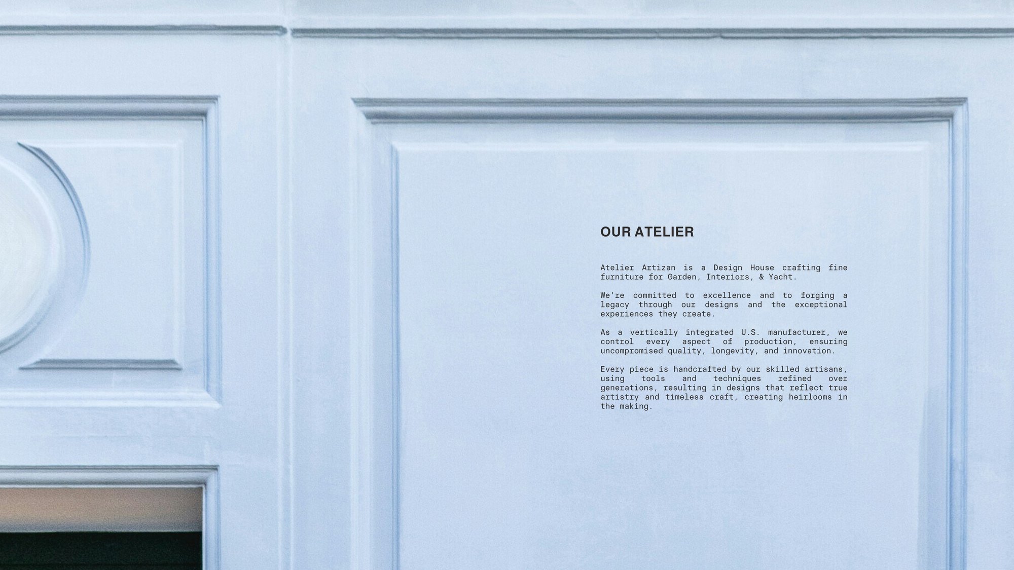 Our Atelier — a Design House crafting fine furniture for Garden, Interiors, and Yacht