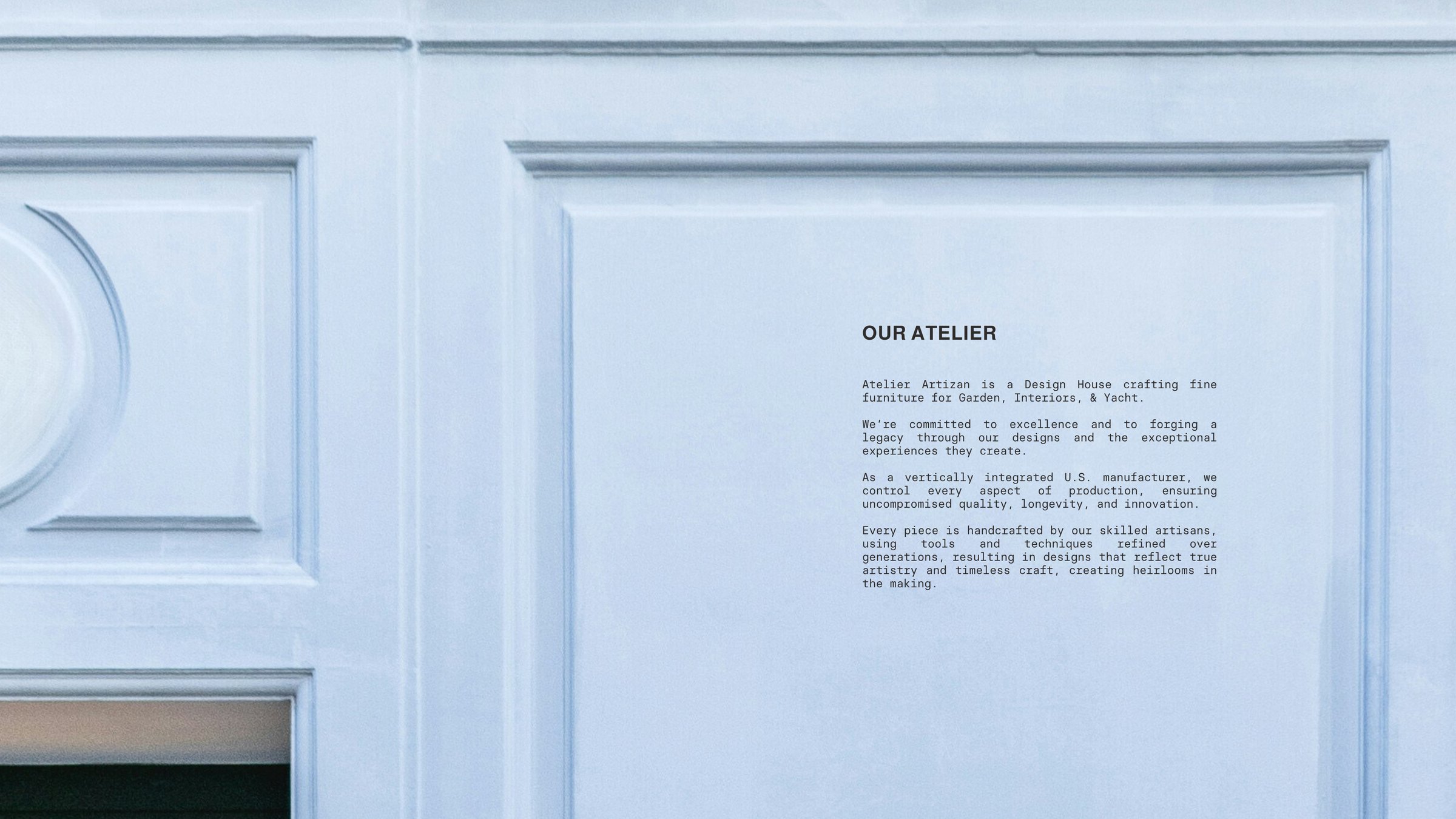 Our Atelier — a Design House crafting fine furniture for Garden, Interiors, and Yacht