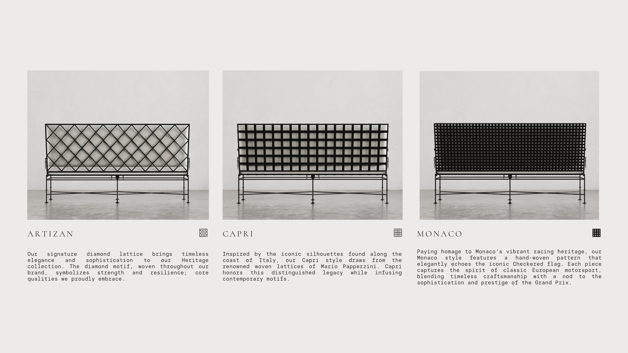 Artizan, Capri, and Monaco lattices
