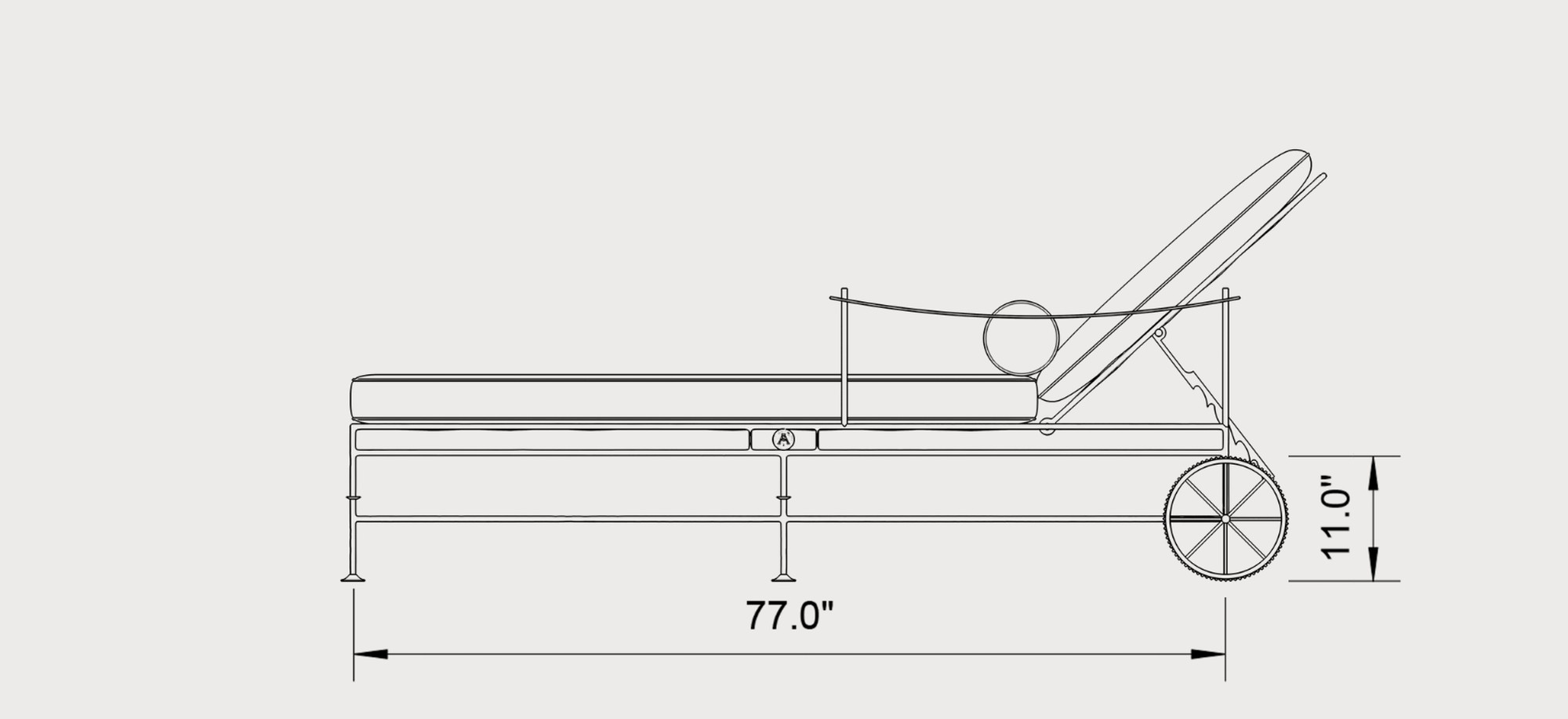 Atelier Artizan chaise longue — technical drawing